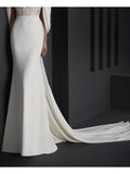 Mermaid Wedding Dress V-Neck Stretch Satin Sleeveless Bridal Gowns Country Plus Size Sweep Train