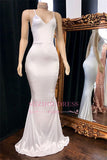 Mermaid White Spaghetti-Straps Simple Evening Dresses