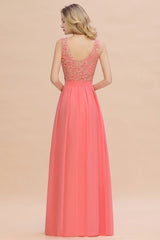 Modern Lace Elegant Simple Sleeveless Maxi Bridesmaid Dress