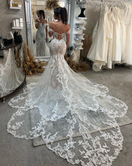 Modern Sweetheart Off-The-Shoulder Sleeveless Mermaid Lace Bridal Dress