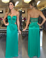 Natural Long Sweetheart Zipper Green Evening Dresses Elegant Sleeveless Prom Dresses