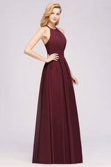 New Arrival Appliques Halter Sleeveless Long Bridesmaid Dresses with Ruffles Elegant Chiffon Evening Maxi Dress