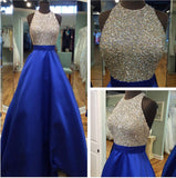 New Arrival Halter Beading Prom Dress Latest A-Line Sweep Train Formal Occasion Dress