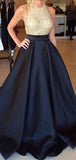 New Arrival Halter Beading Prom Dress Latest A-Line Sweep Train Formal Occasion Dress