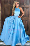 New Arrival Halter Sleeveless Floor-Length Prom Dresses | A-Line Sash Ruffles Evening Gown