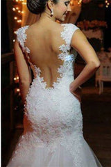 New Arrival Mermaid Floor Length Wedding Dress Elegant Lace Open Back Bridal Gowns