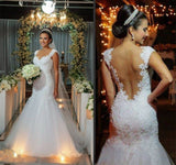 New Arrival Mermaid Floor Length Wedding Dress Elegant Lace Open Back Bridal Gowns