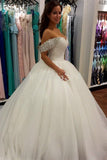 Off Shoulder Ball Gown Wedding Dress Sweeheart Crystals Wedding Gowns