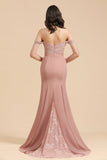 Off Shoulder Floral Lace Appliques Mermaid Evening Dress Bridesmaid Dress