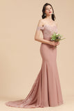 Off Shoulder Floral Lace Appliques Mermaid Evening Dress Bridesmaid Dress