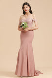 Off Shoulder Floral Lace Appliques Mermaid Evening Dress Bridesmaid Dress