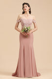 Off Shoulder Floral Lace Appliques Mermaid Evening Dress Bridesmaid Dress