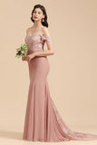 Off Shoulder Floral Lace Appliques Mermaid Evening Dress Bridesmaid Dress