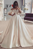 Off The Shoulder Beads Ball Gown Wedding Dresses | Short Sleeve Bridal Gowns