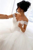 Off The Shoulder Lace Wedding Dresses Princess Ball Gown Tulle Skirt Bride Dress