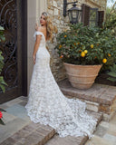 Off The Shoulder Sweetheart White Appliques Mermaid Wedding Dresses