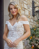 Off The Shoulder Sweetheart White Appliques Mermaid Wedding Dresses