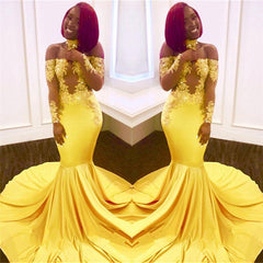 Off The Shoulder Yellow Prom Dress | Mermaid Sexy Evening Dress with Lace Chocker FB0295