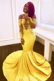 Off The Shoulder Yellow Prom Dress | Mermaid Sexy Evening Dress with Lace Chocker FB0295