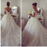 Off the Shoulder Lace Ball Gown Princess Dress Gorgeous Tulle Wedding Dresses