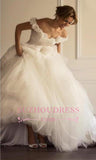 Off-the-shoulder A-line Sweep-Train Flowers Modern Tulle Ruffles Wedding Dress