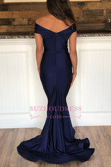 Off-the-shoulder Mermaid Floor-Length Blue Glorious Evening Dresses