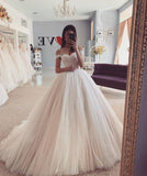 Off-the-shoulder Tulle Ball Gown Wedding Dresses | Puffy A-line Chic Bridal Dresses