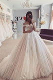 Off-the-shoulder Tulle Ball Gown Wedding Dresses | Puffy A-line Chic Bridal Dresses