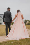 Plus Size Wedding Dress Floral Tulle A-line Bridal Gown with Long Sleeves