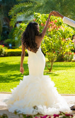 Pretty Sweetheart Ruffles Outdoor Wedding Dresses Open Back Summer Wedding Gown WE0076