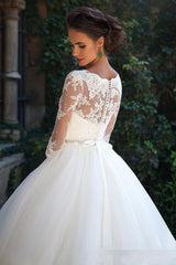 Princess Lace Half Sleeves Elegant Ball Gown Wedding Dresses BA3678