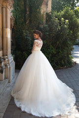 Princess Lace Half Sleeves Elegant Ball Gown Wedding Dresses BA3678