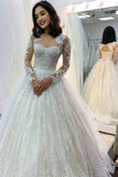 Princess Long Sleeves Tulle Lace Sweetheart Wedding Dresses