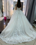 Princess Long Sleeves Tulle Wedding Dress with Appliques On Sale