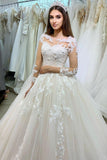 Princess Long Sleeves Tulle Wedding Dress with Appliques On Sale