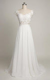 Pure White Wedding Dress Lace Chiffon Open Back Bridal Shower Dress BA4218