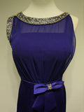 Purple OPen Back Beading Elegant Evening Dresses Sweep Train Bowknot Zipper Long Prom Party Dresses