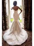 Romantic Mermaid Wedding Dress Scoop Lace Tulle Long Sleeve Sexy See-Through Bridal Gowns Court Train