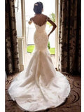 Romantic Mermaid Wedding Dress Scoop Lace Tulle Long Sleeve Sexy See-Through Bridal Gowns Court Train