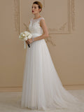 Romantic Plus Size A-Line Wedding Dress Jewel Beaded Lace Cap Sleeve Sexy Backless Bridal Gowns with Sweep Train