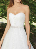 Sexy A-Line Wedding Dress Sweetheart Lace Sleeveless Bridal Gowns in Color Court Train