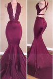 Sexy Beading Deep-V-Neck Cross-Back Mermaid Prom Dresses