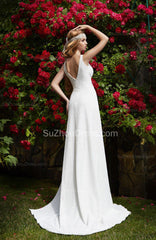 Sexy Crystal Beading Bridal Dress Side Slit Sheath/Column Wedding Dress