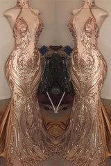 Sexy High-Neck Sequins Mermaid Prom Dress Long Evening Gowns Online