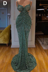 Sexy Long Mint Green Sequins Prom Dress Mermaid