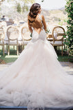 Sexy Mermaid Open Back Wedding Dresses New Lace Bridal Gown with Long Train