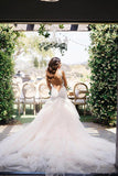 Sexy Mermaid Open Back Wedding Dresses New Lace Bridal Gown with Long Train