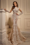 Sexy Mermaid Tulle Lace Long Sleeves Wedding Dress On Sale