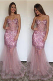 Sexy Mermaid Tulle Sweetheart Prom Dress Sparkly Beading Long Evening Gown