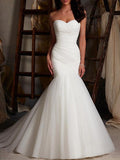 Sexy Mermaid Wedding Dress Strapless Tulle Sleeveless Bridal Gowns Cape Sweep Train